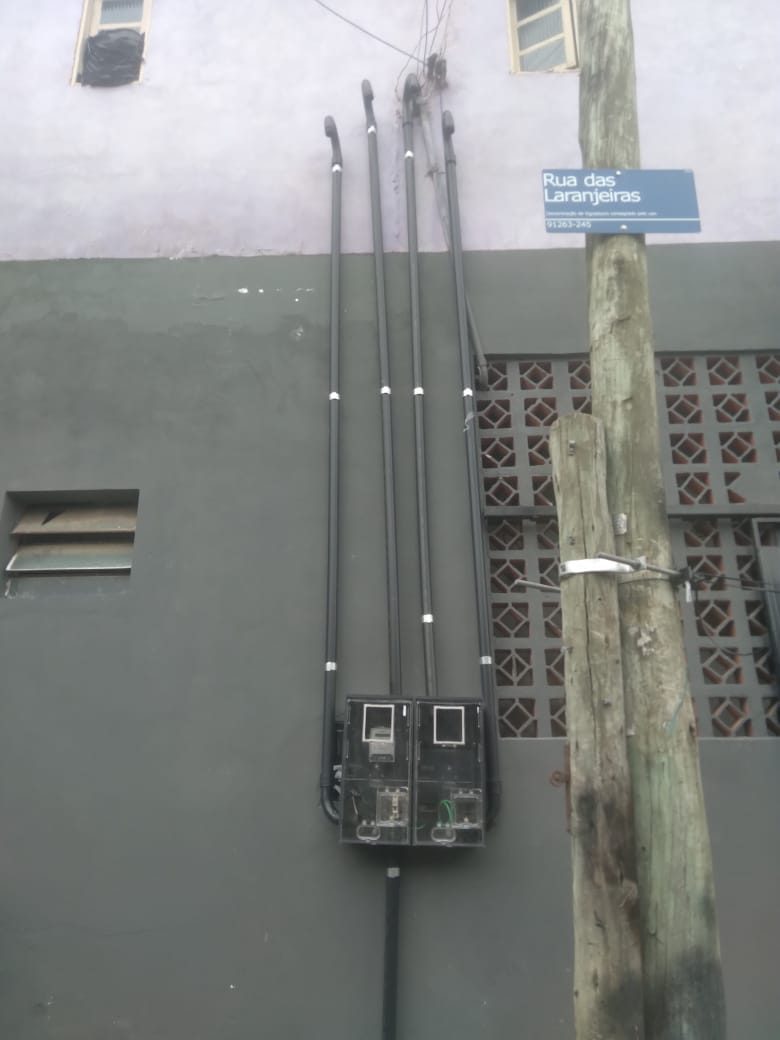 Padrão de entrada completo — Caixas, eletrodutos e poste